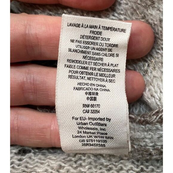 Free People Boho Open Knit Peplum Hem Sweater Tunic Brown Beige Taupe Size S - Picture 7 of 12